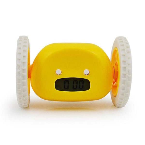 Väckarklocka på hjul Extra högt för tunga sovande personer (vuxen eller barn i sovrummet Robot Clockie) Rolig, rullande, flykt, rör sig, hoppar