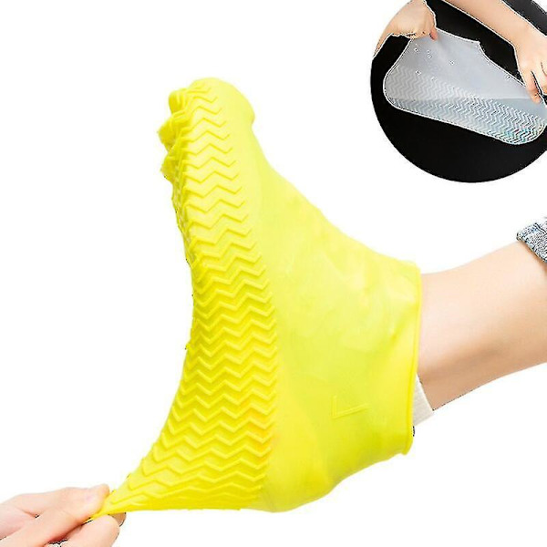 Vattentäta skoskydd i silikonmaterial, unisex, 2 par - gula - L