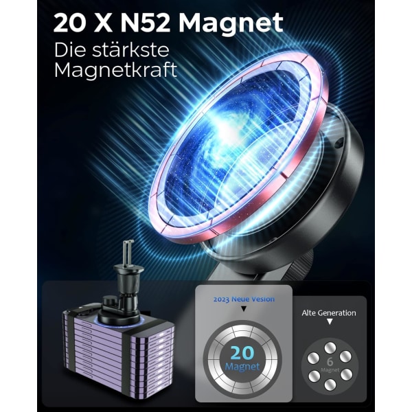Mobiltelefonhållare bilmagnet kompatibel med Magsafe [20x N52 magneter] 2023 Magsafe bilhållare, för iPhone 14/13/12 Pro Plus Max och alla mobiltelefoner
