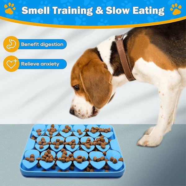 Silikonsnusmatta för hundar, hundskålar med långsam matare, hundsniffmatta slickmatta för luktträning Slow Eating-26（Blå）