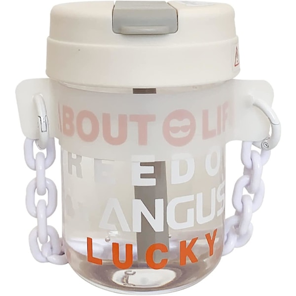 300ml Mini Mugg med Kedja Slitstark Värmebeständig Dryckesvatten Lättviktig Cartoon Mönster Bokstäver Vattenflaska För