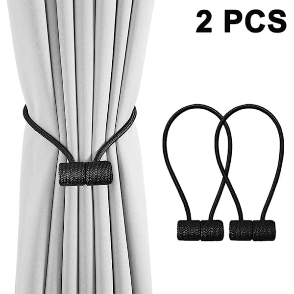 2 kappaletta magneettiset verhonpitimet verhoklipsit köysi takaisin verhonpidikkeet soljet verhon sidonta verhonpidike kodin tekstiileihin kahvilaan toimistoon, musta