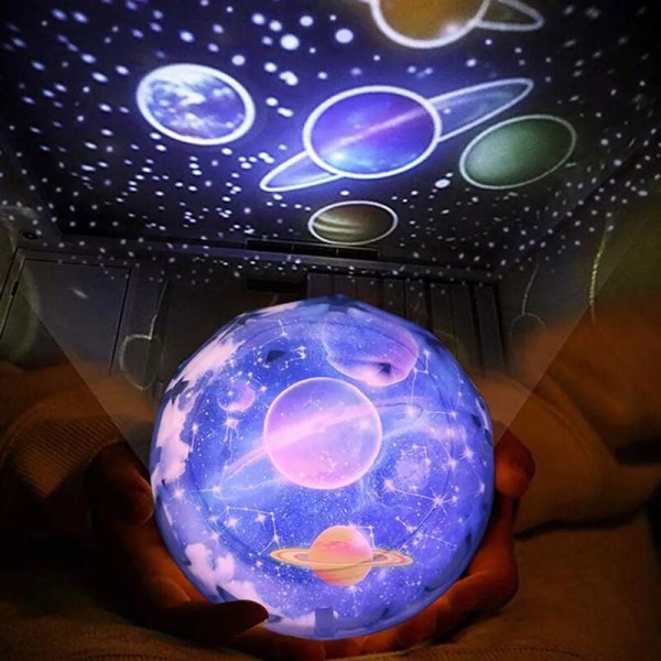 Stjärnhimmel Nattljus Planet Magisk Projektor Jord Universum LED-lampa Färgglad Rotation Blinkande Stjärnor Barn Present