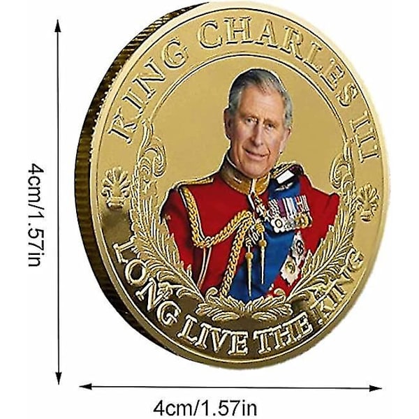 King Charles Coronation Coin, King Charles Iii minnesmynt, brittisk King Stereo Präglat färgtryck, SamlarmyntFärgt guld