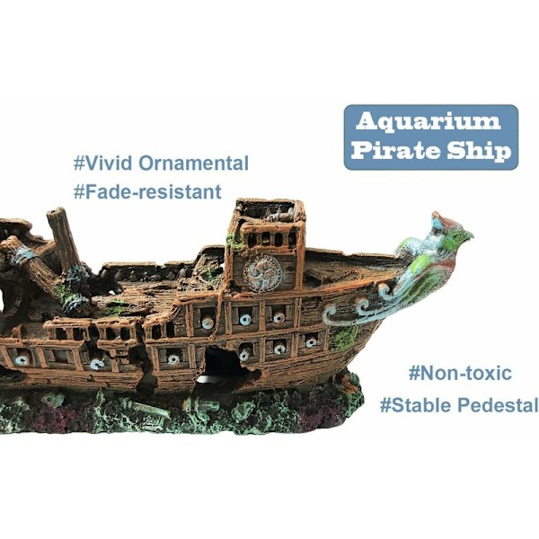 Øko-venlige piratskibsvrag akvariedekorationer til ferskvand og saltvand