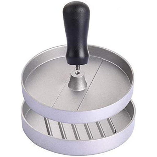 Manuell köttfärsbiffpress i aluminiumlegering (silver) 1 st