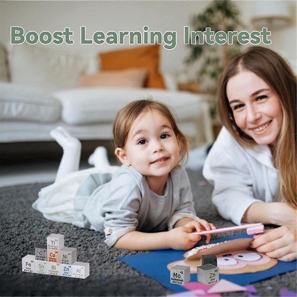 Elements Square Set 9st 0,39 tum Densitet Square 10mm Upp till 99,99% renhet för periodiska systemet Teach