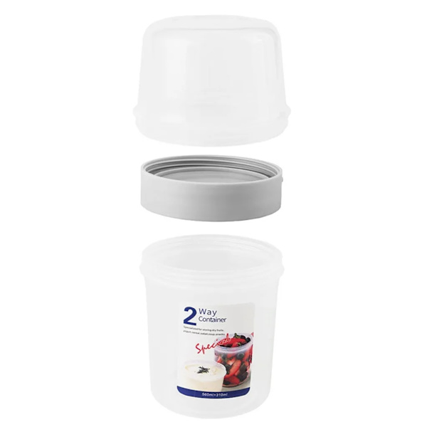 2x Frukost Resmugg Yoghurt Bärbara Muggar Kapacitet Förseglad Dubbelskiktad med Spannmål Havregryn eller Fruktbehållare Matkopp Salladskopp (150+330ml)