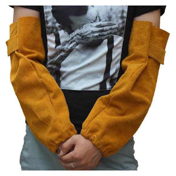Läder värmebeständig svett arm vante elastisk manschett säkerhet arbete Triumph gnistfångare resistent armguard