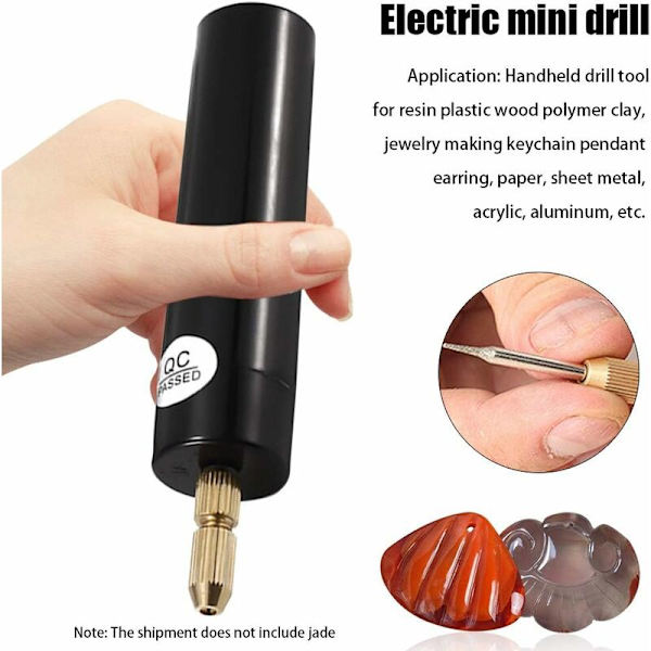 Mini handborr i harts med USB-borr för smyckestillverkning, elektriskt skruvstädset med 3 borr (svart)