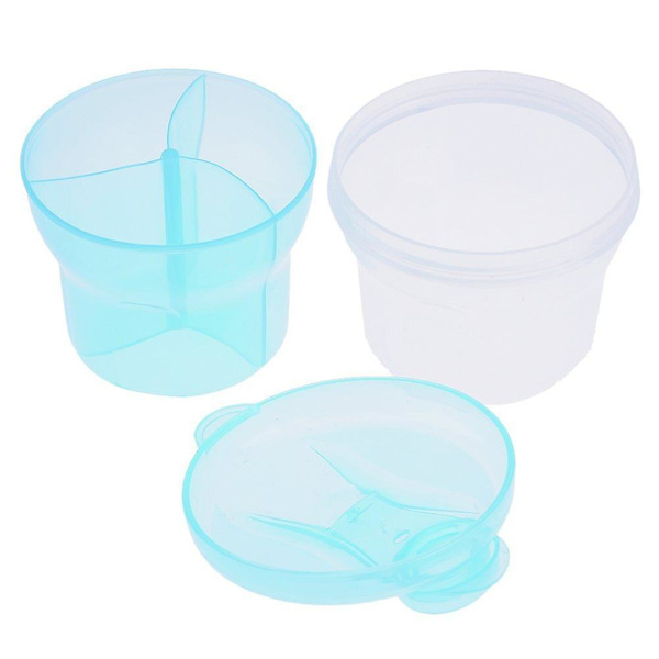 Non-spill Rotating Milk Powder Formula Dispenser Bärbar utomhusmatbehållare 3 fack Förvaring Matning InfantBlue