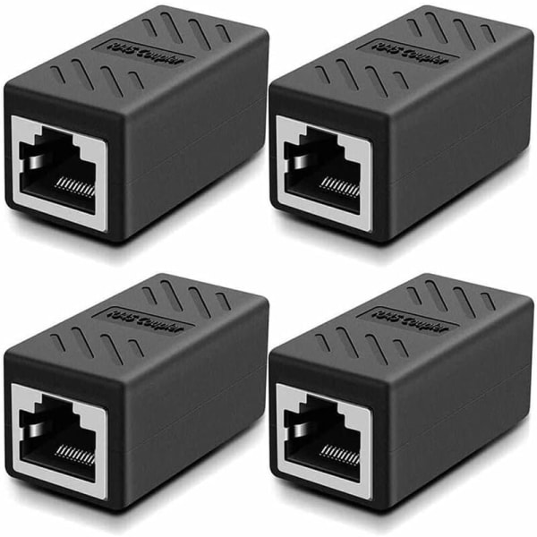 2 kpl RJ45 Ethernet -liitintä Verkkoliitinsovitin Naaras Naaras Suojattu 8P8C Cat6/Cat5e Ethernet -kaapelin jatkeeseen (4 kpl)