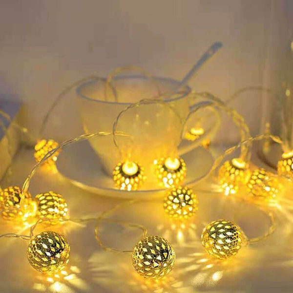 Devenirriche-Marokkansk lampe, LED-lyskæde, juledekoration, indendørs lyskæde, 3 meter 20 varmt hvide LED'er orientalsk dekoration