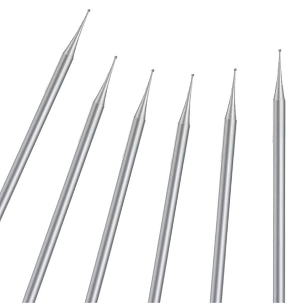 6-delad kulfrässats, 3/32 tum sfäriska fräsar för smyckesgravering (1,2 mm)