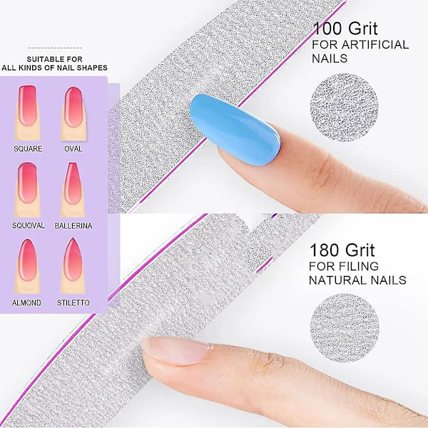 10-pack nagelpoleringstabletter Halvmåne lila kärna dubbelsidig matt nagelfil nagelvård verktyg