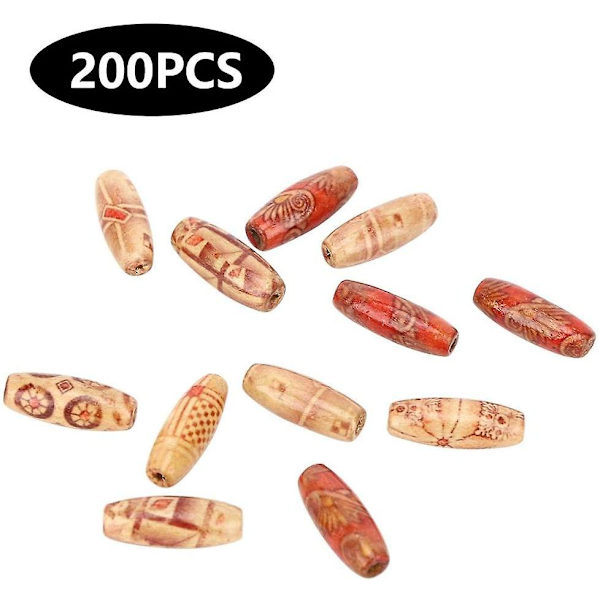 200 DIY träpärlor ovala målade träpärlor smyckestillverkningstillbehör