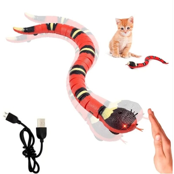 39 cm Realistisk Snake Cat Legetøj Infrarødt induktionslegetøj USB genopladeligt