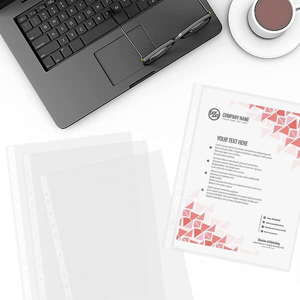 100 st A4 transparent papper, A4 perforerad påse transparent, plast A4 perforerad påse