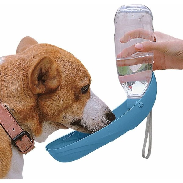 Dog Water Bottle 550ml Portable Water Dispenser for Dogs Cats Outdoor Pet Dog Water Bottle for Hiking Travel Camping - Blue