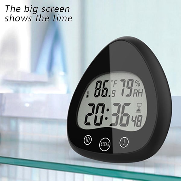2 innovativa nya hjärtformade badrumsklockor Lcd temperatur och luftfuktighet digital display väckarklockor svart