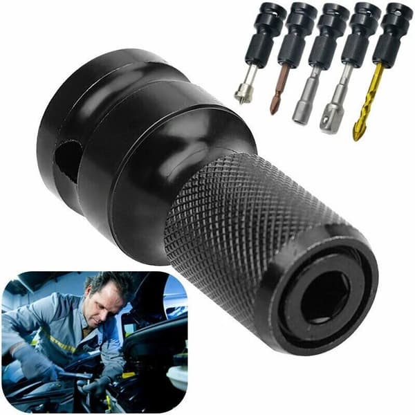 1 x Borpatronadapter-stikadapter Hex-skaft 1/2\" Driver til 1/4\" Hex-skaft Hammerbor til Slagboremaskine