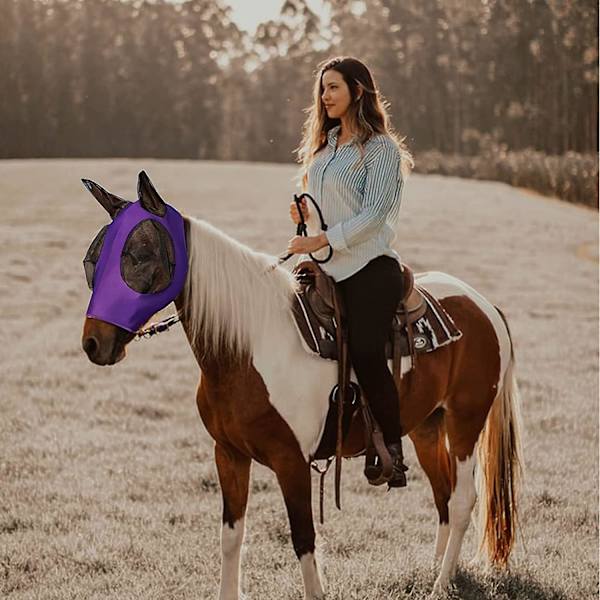 Horsefly Mask, Ponny Mask, Mesh ögon och öron, andningsbart tyg med UV-skydd (lila)