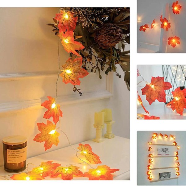 Led Maple Leaf String Lights, Halloween Arrangemang Orange