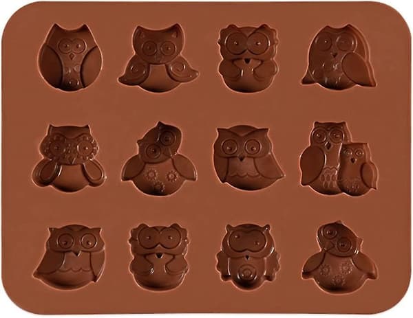 Choklad, cupcakes, muffins, pudding silikon bakformar - Djurserie (uggla)