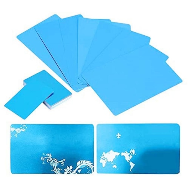 Visitkort, metalllaserskrivarkort Meddelandekort DIY-etikettkort Presentkort 3,4 X 2,1 tum, 50 ark per förpackning (blå)