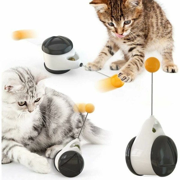 Interaktiv kattleksak - Balanserad gunga - 360 graders roterande boll - Med kattmynta - Stimulerar attraktiv jaktinstinkt - Träningsleksak för katt