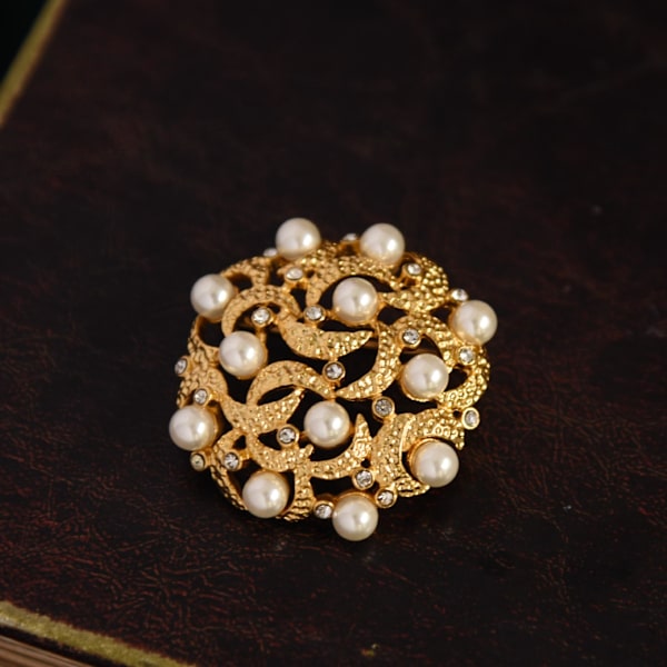 Broscher För Kvinnor Bröllop Smycken Kristallsimulerad Pearl Brudblad Brosch Pin Blank