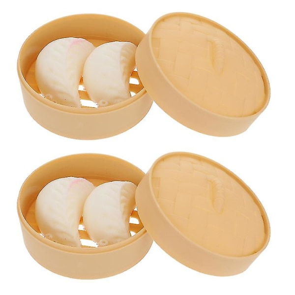 2-delat set falska dumpling steamer konstgjord dumpling steamer leksak falsk mat dekoration