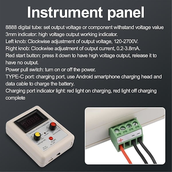 Igbt Spänningskapacitet Transistor Tester Diod Mos Triode Led Spänningskapacitet Testverktyg 120-2700v (röd standard)