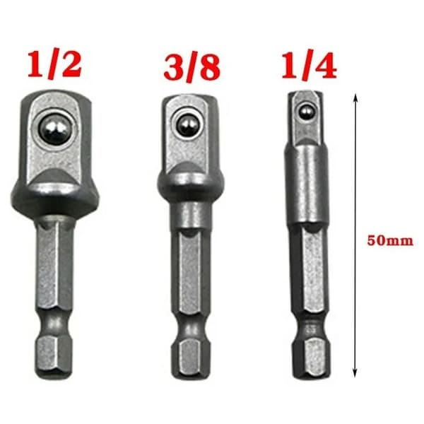 Chrome vanadium stål sokkeladapter, sekskant skaft til 1/4 3/8 1/2 forlængerboremaskinstang