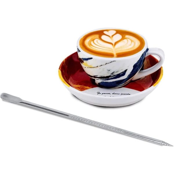 LAtte Art Pen, DIY Kaffe Nål Latte Dekorationsverktyg Espresso Art Penna i rostfritt stål