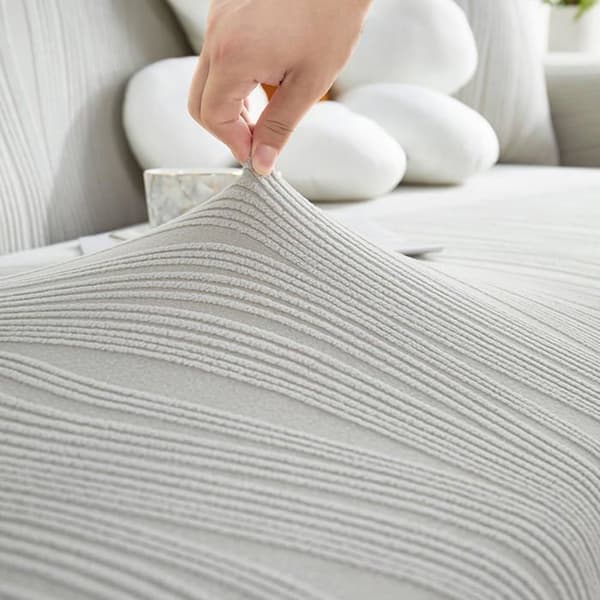 4-personers sofabetræk, elastisk jacquard-fløjl, tykt, elegant, skridsikkert (mørkegrå) etiket