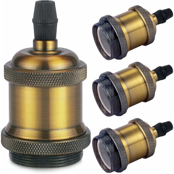 Retro E27 Lampfot Edison Retro Kronljusstake Massiv Keramisk Adapter 4 Stycken Mässing Retro Sockel