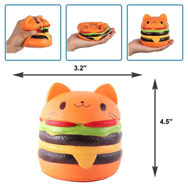 Squishies Hamburger Cat Jumbo Slow Rising Kawaii Bread Squishies Toy Prime Billig För Collection Present