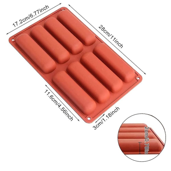 Mould för fingerkex, 2-pack formar för flingor, silikonbrickor för varmkorv, lätt att ta bort, för choklad, bröd