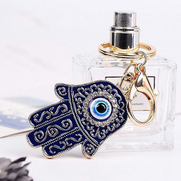 Hamsa Hånd af Fatima Nøglering Ondt Øje Nøglering med Krystal Rhinestones Harpiks Lykkelig Nazar Amulett Djævelens Øje Palm Charm Nøgleholder til Kvinder Mænd Bil
