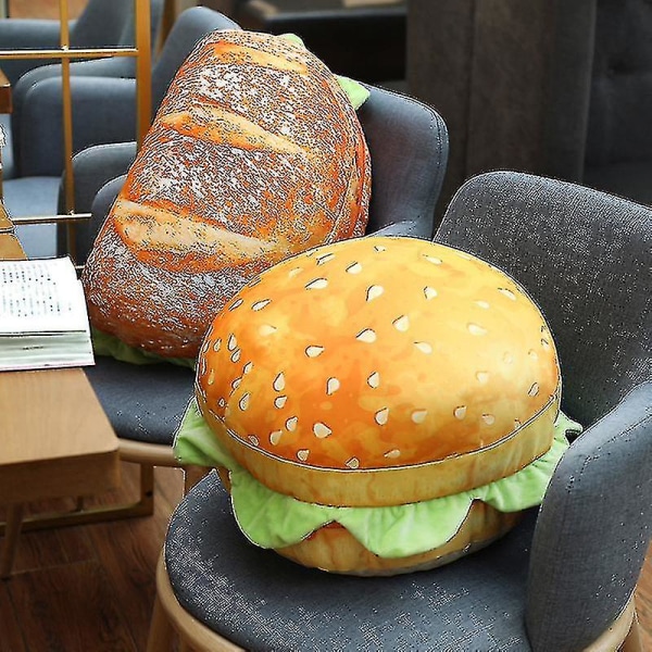 Överdimensionerad hamburgerkudde, liten soffa i midjan, sängkudde Shamburgare