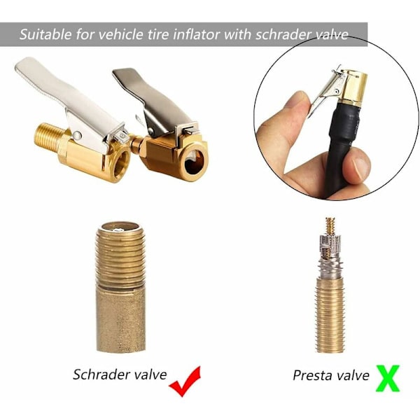 3 st mässingsmunstycken för uppblåsning, luftpumpklämma, ventiladapter för bildäck, för bil- eller lastbilsdäck, 3 modeller (M8 gängad, 6 mm, 8 mm)