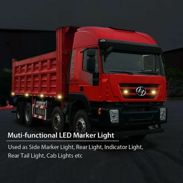 5 st LED sidomarkeringsljus Belysning Fram Bakljus LED Markeringspositionsljus Gul Universal 12V 24V för bilsläp Fordon Lastbil Husvagn