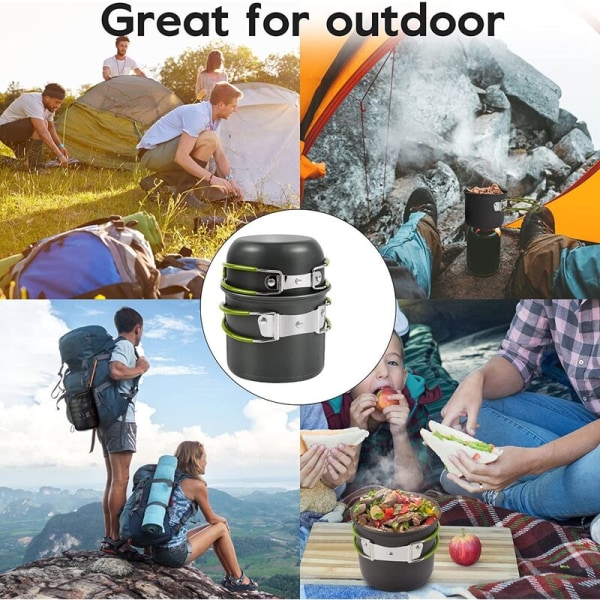 Campinggrydesæt, minicampingkøkkengrej med campingkomfur, 1-4 personers bærbar madlavningskomfur til udendørs vandreture/fiskeri/overlevelse/picnic osv.