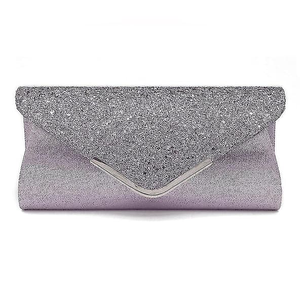 Sequin Damväska Clutch Kosmetisk Väska Festväska（ljusgrå）