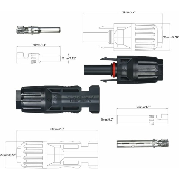 20 par MC4 han/hun solcellepanel kabel stik med skruenøgle samleværktøj til fotovoltaiske systemer
