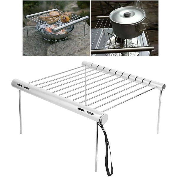 Kolgrill i rostfritt stål, hopfällbar grill, bärbar camping, lämplig för campingträdgård 31 cm