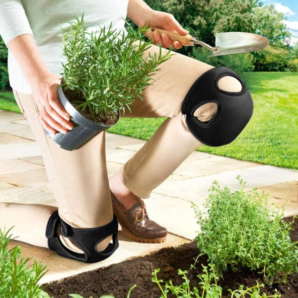 1 par trädgårdsarbete dubbelbälte knäskydd för ogräsrensning (svarta) svart