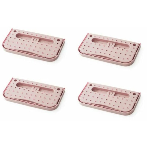 Badskoställ, hopfällbart toffelställ, borrfri toalett, WC-väggställ, skoställ, skoställ (Rosa x 4)