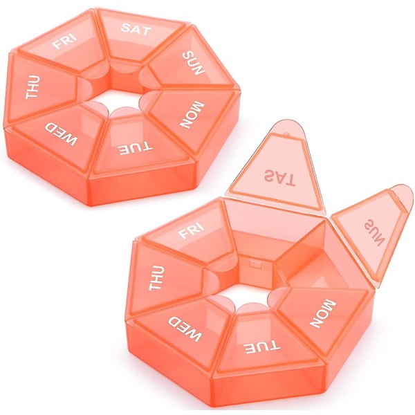 Veckovis pillerorganisatör, 2-delad bärbar pillerbox pillerbox orange